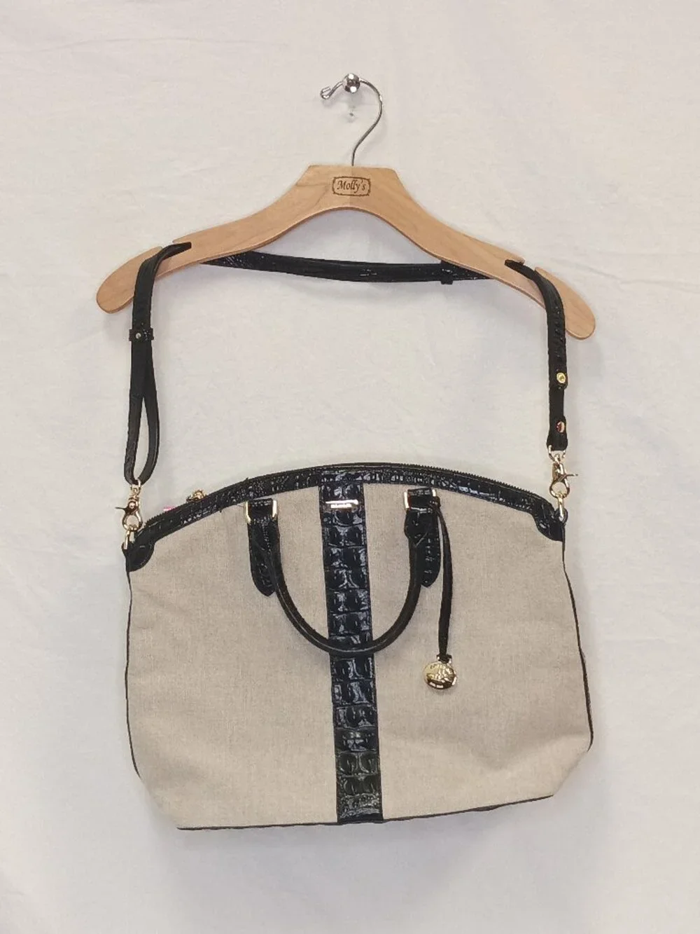 Brahmin Canvas Satchel with Crossbody Strap